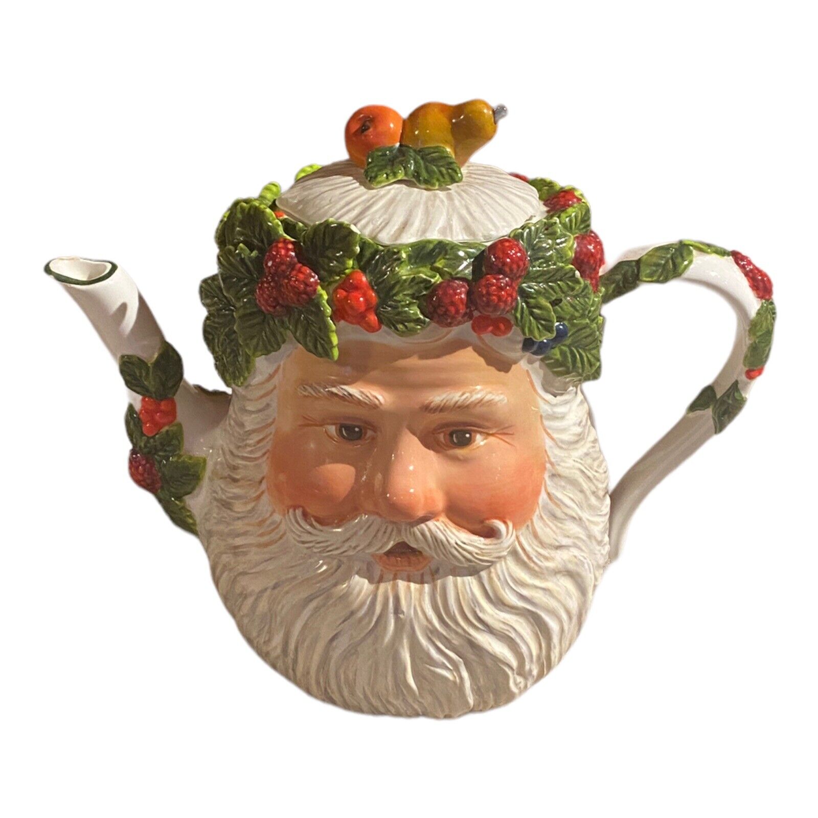 2001 Department 56 Santa Christmas Ceramic Coffee Tea Pot /See Description