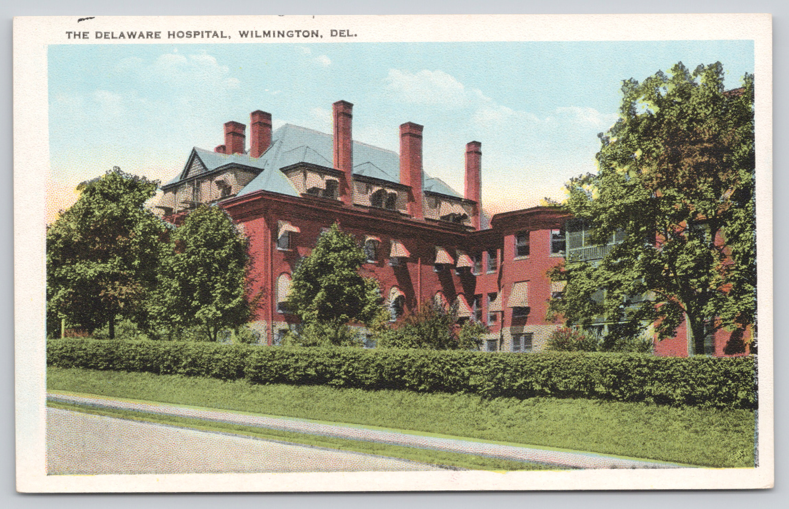 Postcard Wilmington, Delaware, The Delaware Hospital A524