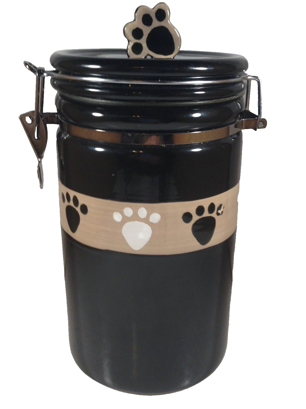 Ceramic PETRAGEOUS Dog Treat Canister Hinged Lid
