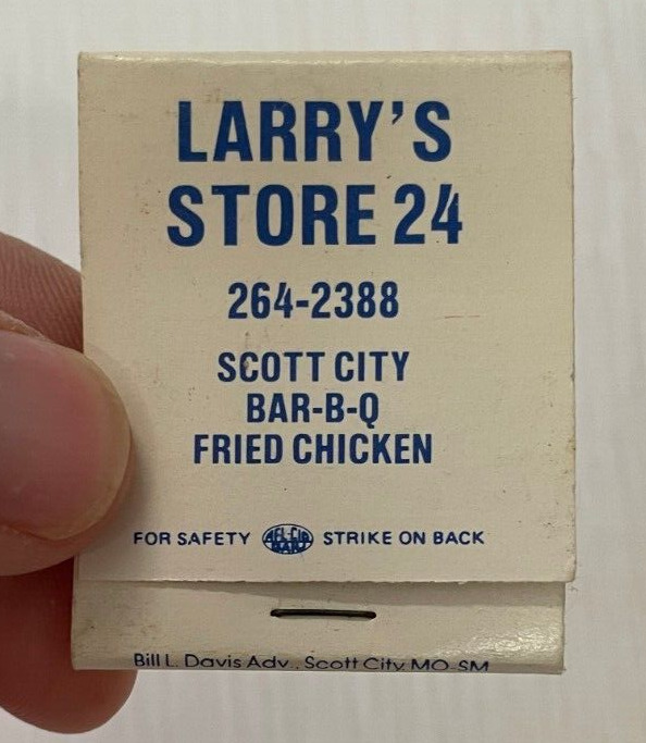 Vintage Larry's Store 24 Restaurant Matchbook Scott City MO