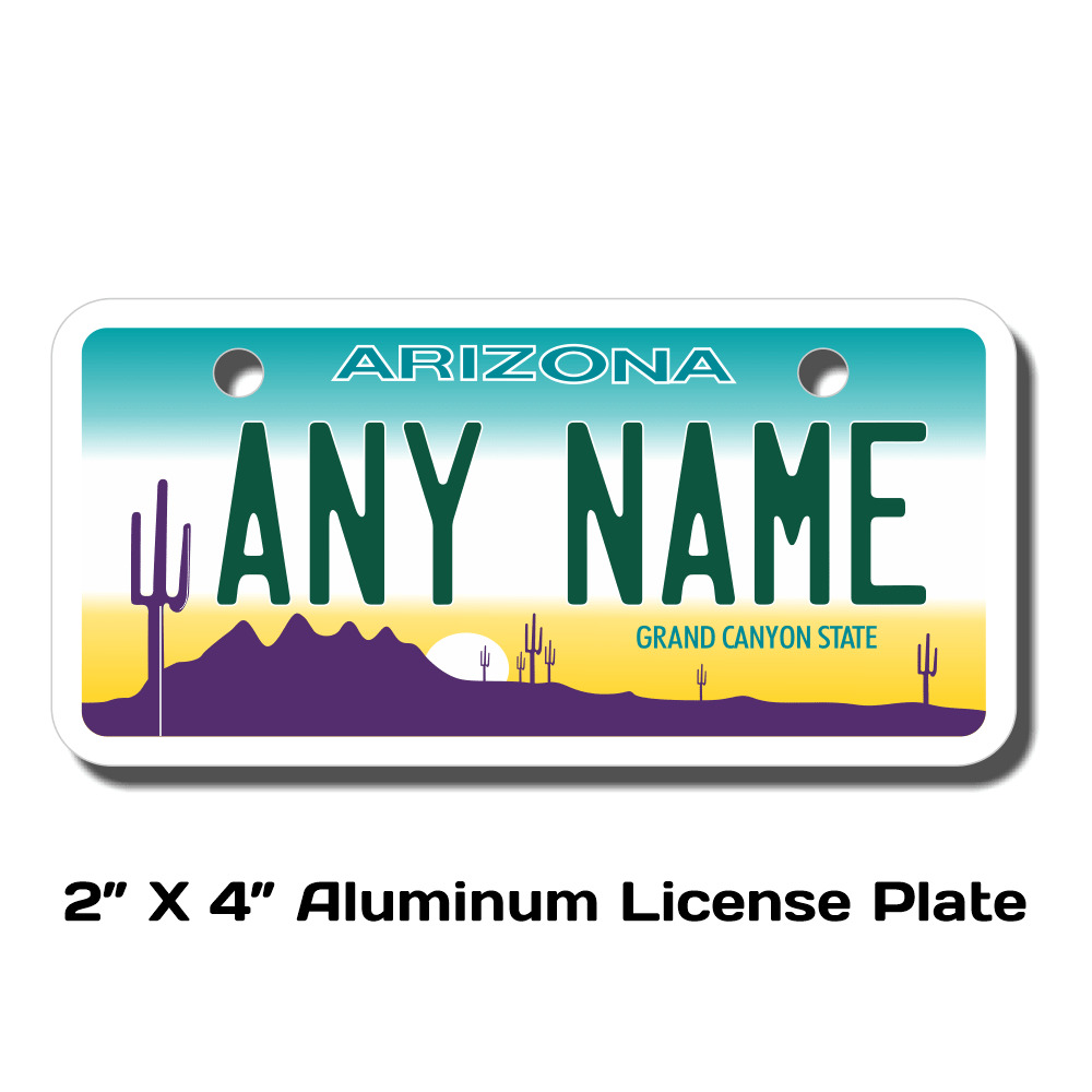 Personalized Arizona License Plate for Bicycles, Kid's Bikes, Atv's & Cars Ver 1