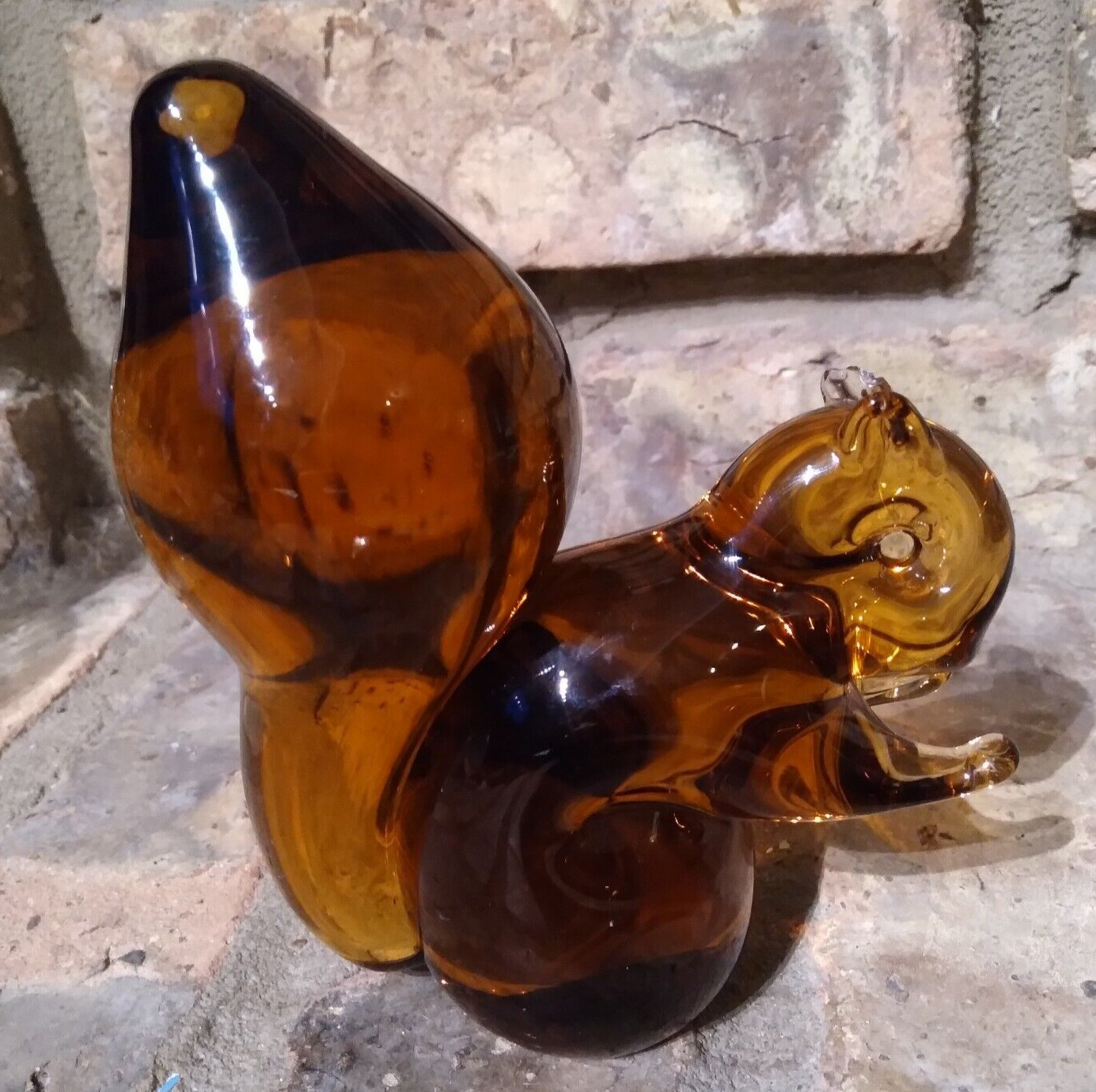 Vintage Brown Glass Squirrel - small chip on ear - Fun for Fall Autumn