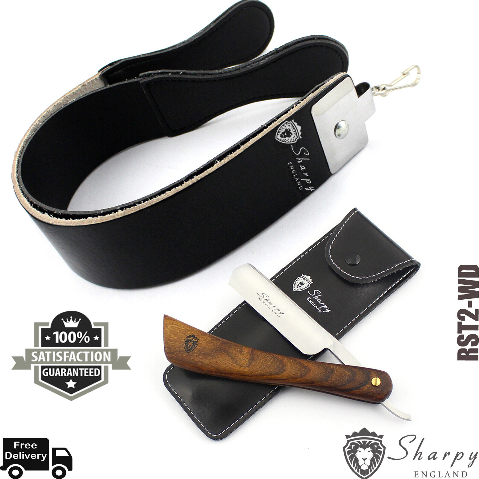 3 Pieces Men's Shaving Kit With Cut Throat Razor,Sharping Strop & Pouch for Men.
