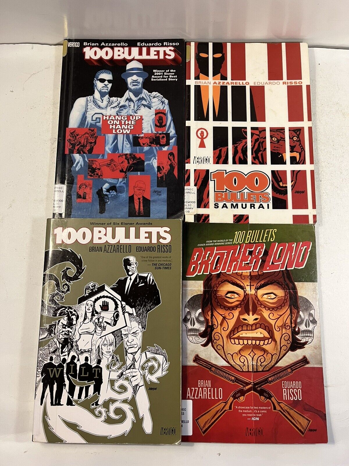 100 Bullets TPB Lot 4 Graphic Novels Brian Azzarelo DC Comics VERTIGO Ex-Library