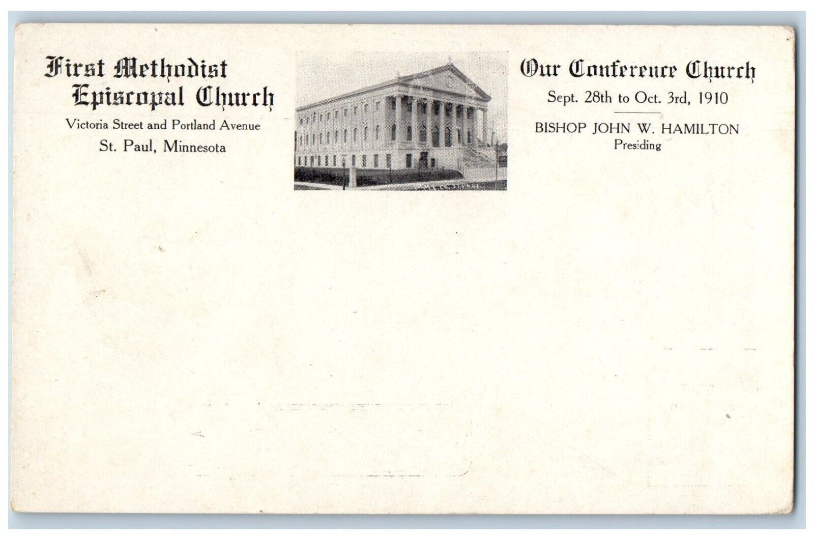 St. Paul Minnesota Postcard First Methodist Episcopal Church Conference Church