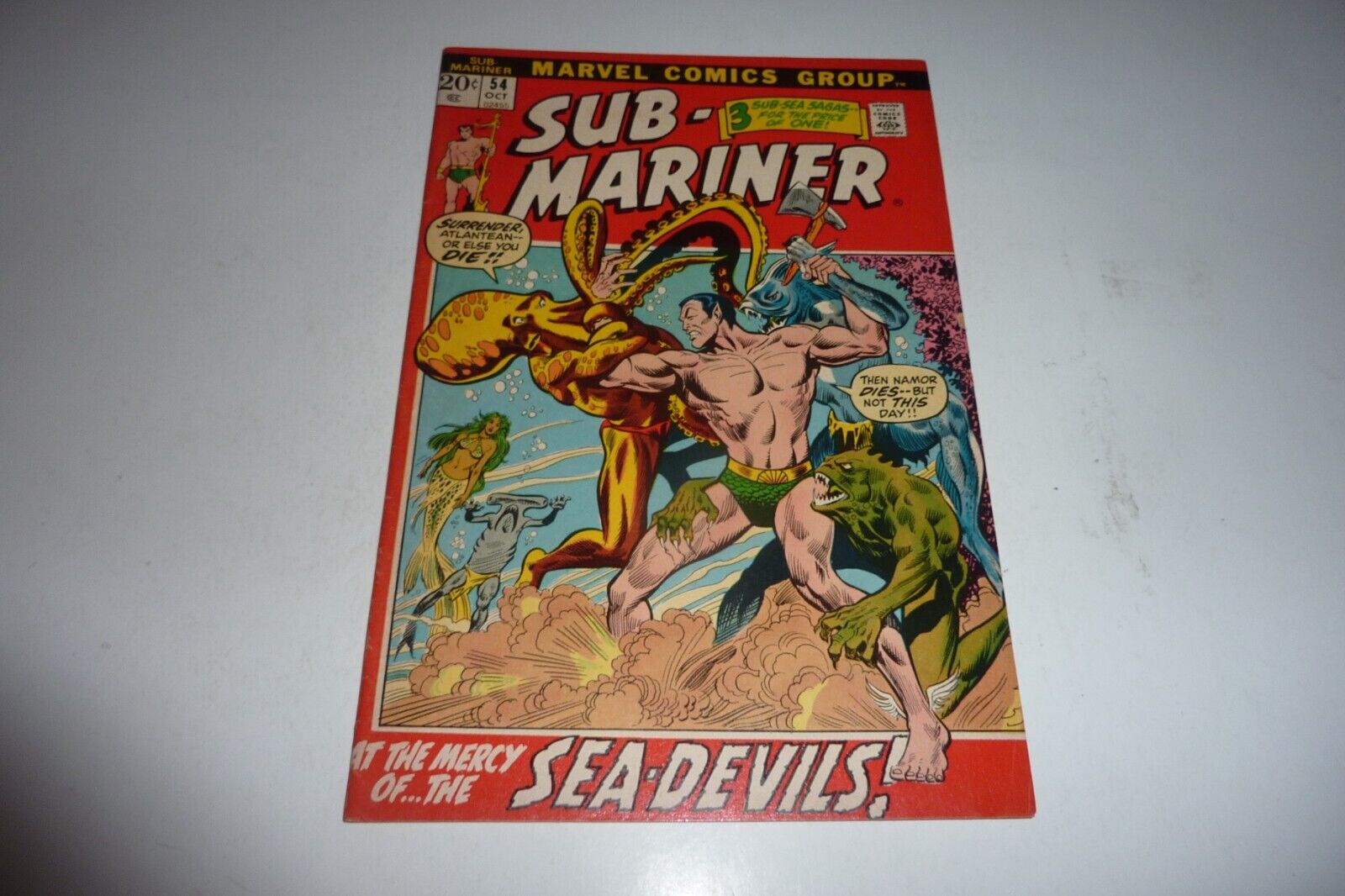 SUB-MARINER #54 Marvel Comics 1972 Bill Everett Story/Art Sunfire App. VG/FN 5.0