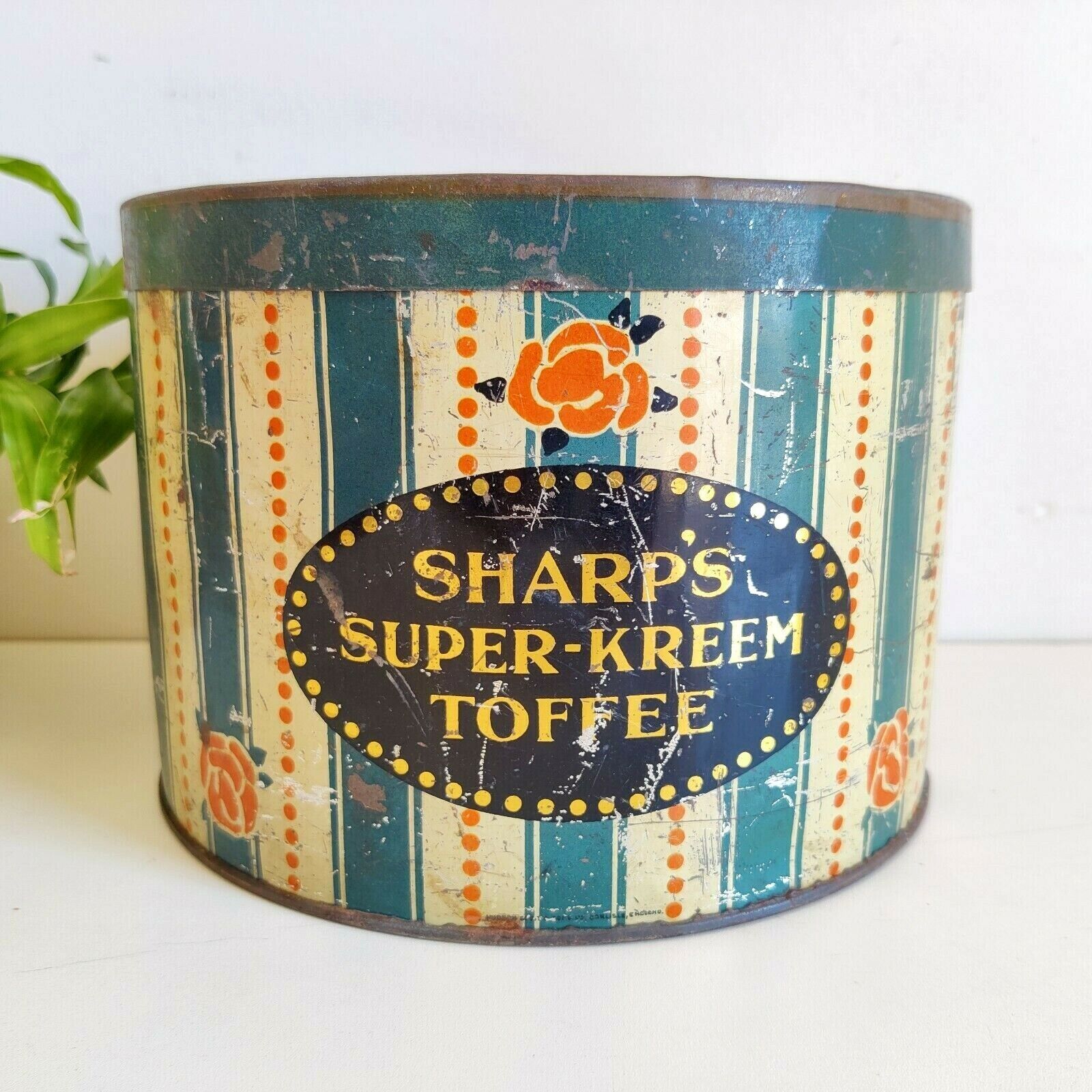 1940 Vintage Sharps Super Kreem Toffee Confectionery Advertising Tin Box TB1206