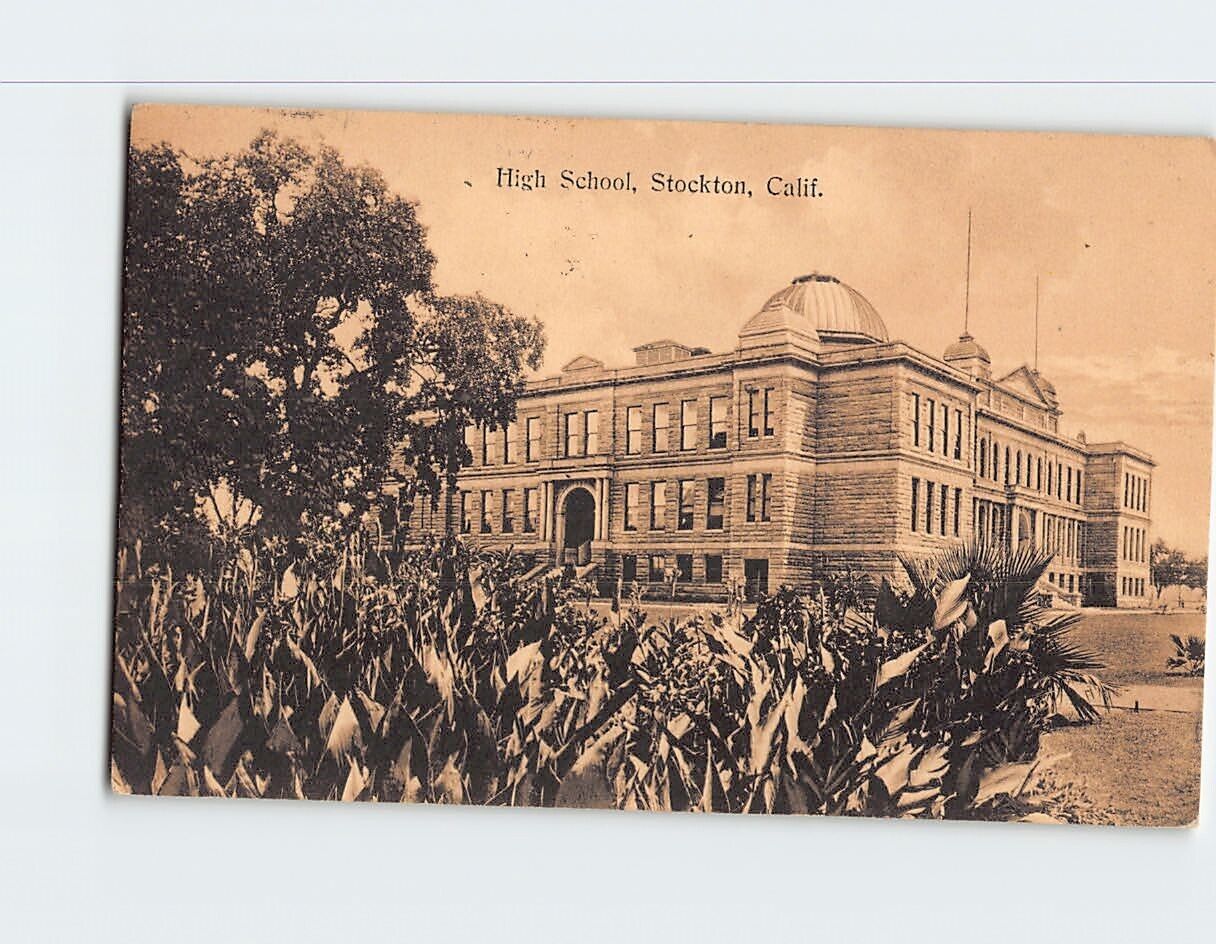 Postcard High School Stockton California USA