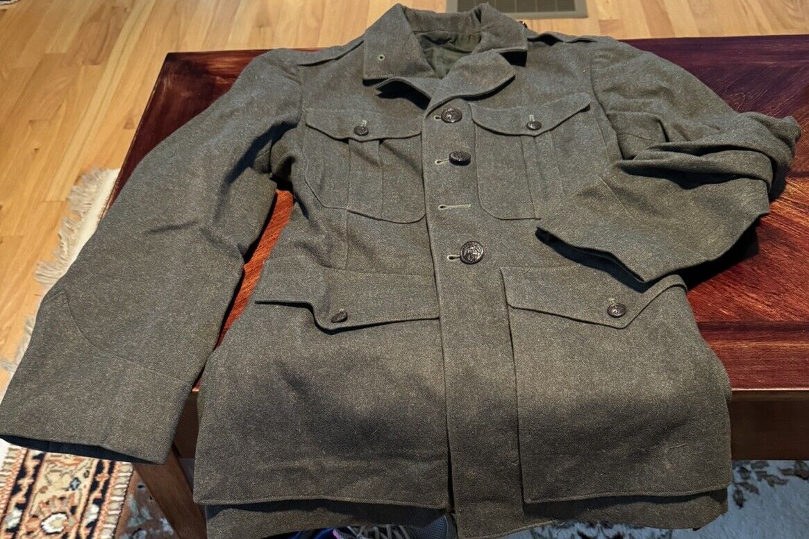 VINTAGE ORIGINAL WW2 USMC US MARINES UNIFORM SERVICE DRESS JACKET 1945 SMALL
