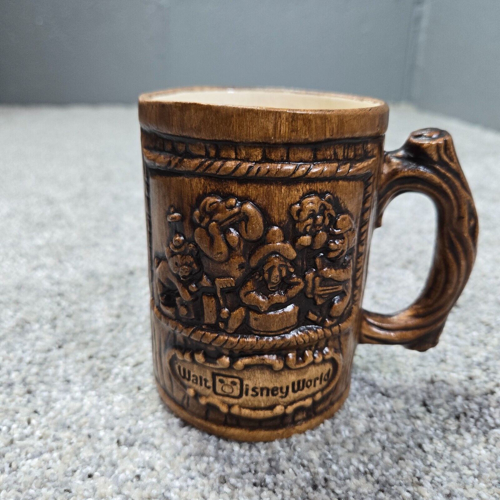Vintage Walt Disney World Bear Jamboree Wood Look Ceramic Beer Mug