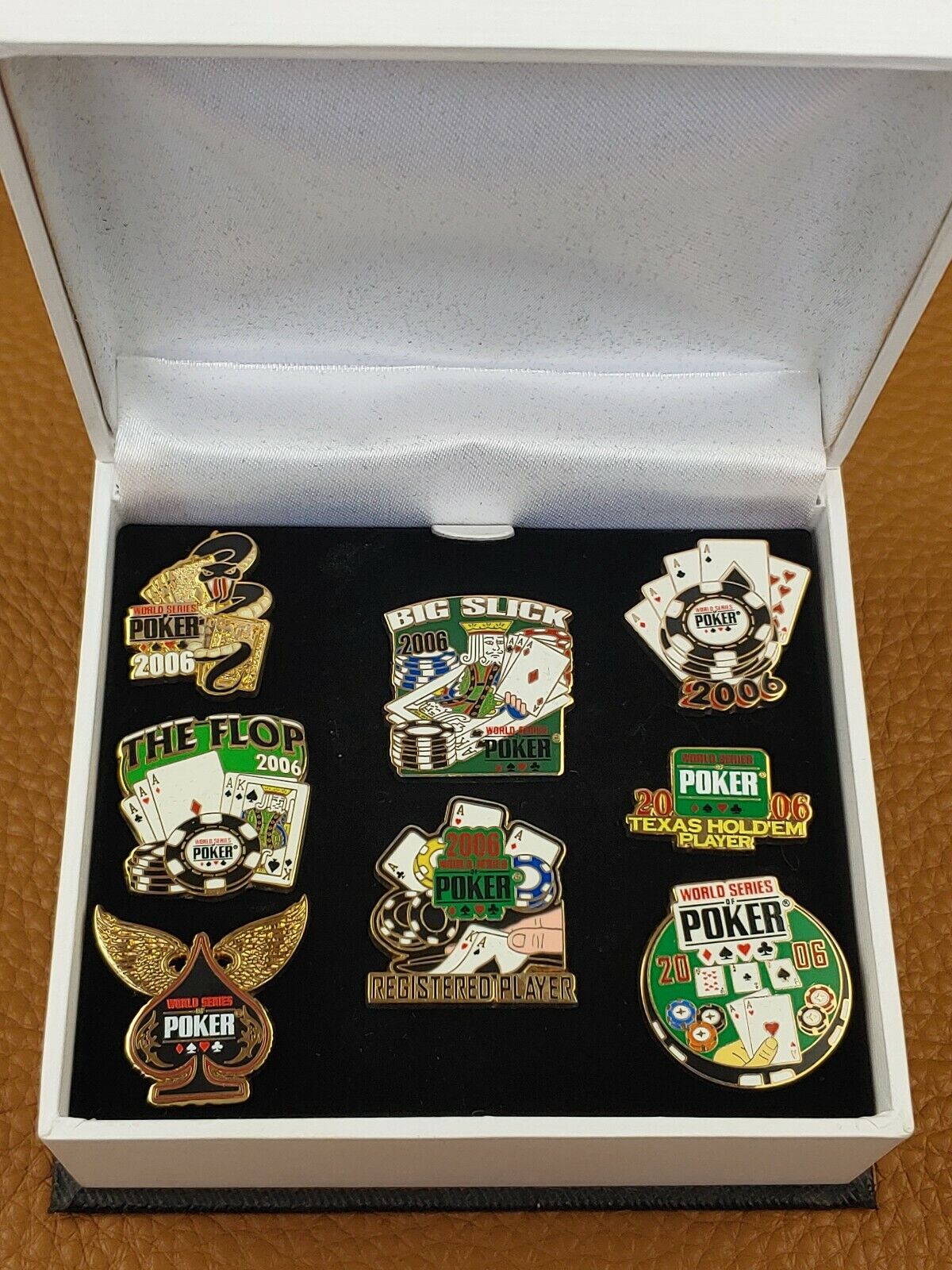 2006 WORLD SERIES OF POKER 8pc Pin Set- Limited Edition in Collectors Gift Box