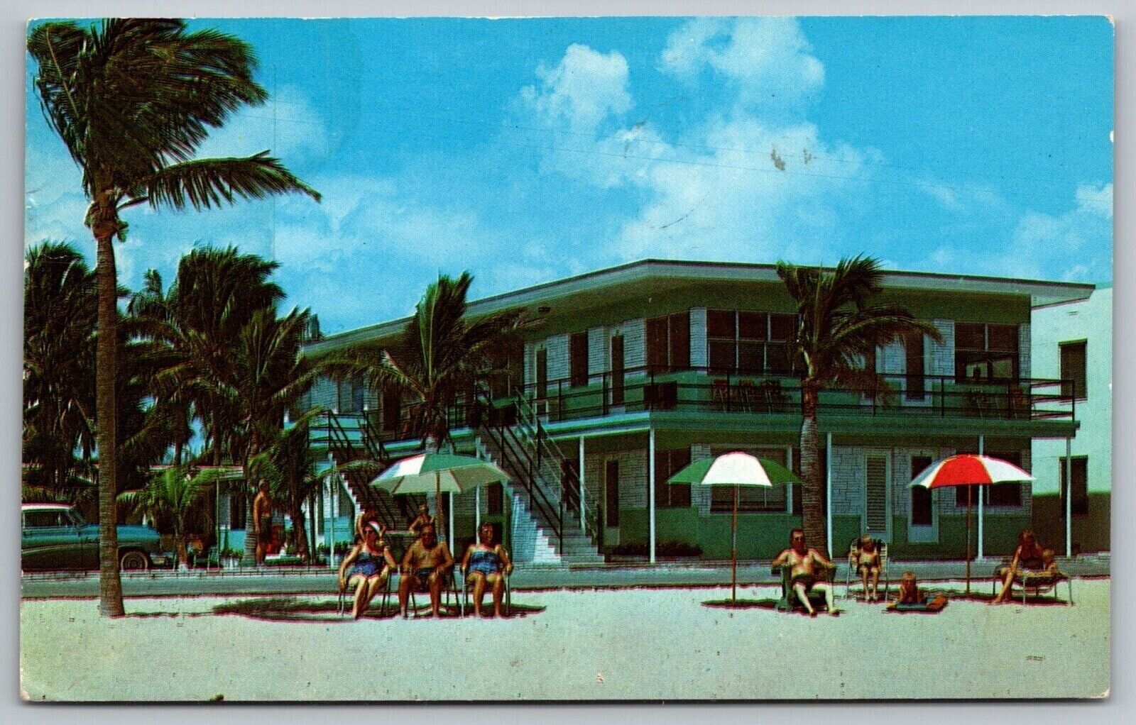 Oceanside Apartments Hollywood Beach Florida Oceanfront Shoreline VTG Postcard