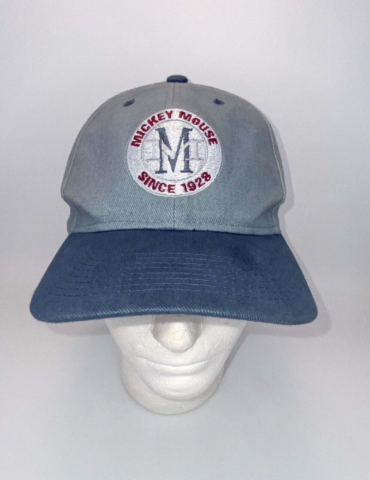 Vtg. 1990's Mickey Mouse Monogram Strapback Dad Hat Goofy's Hat Co Grey Blue