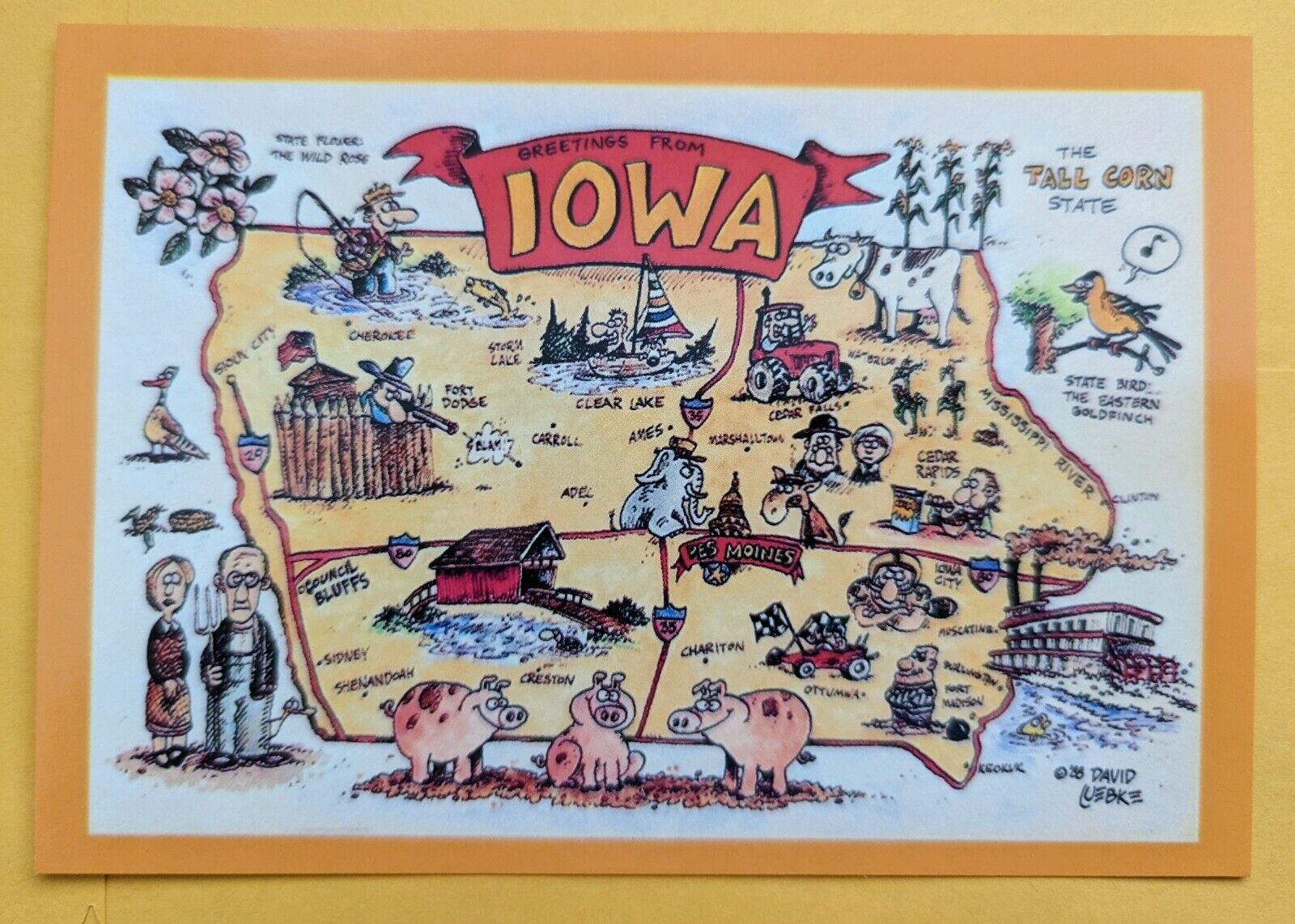 Postcard IA: Iowa State Map.