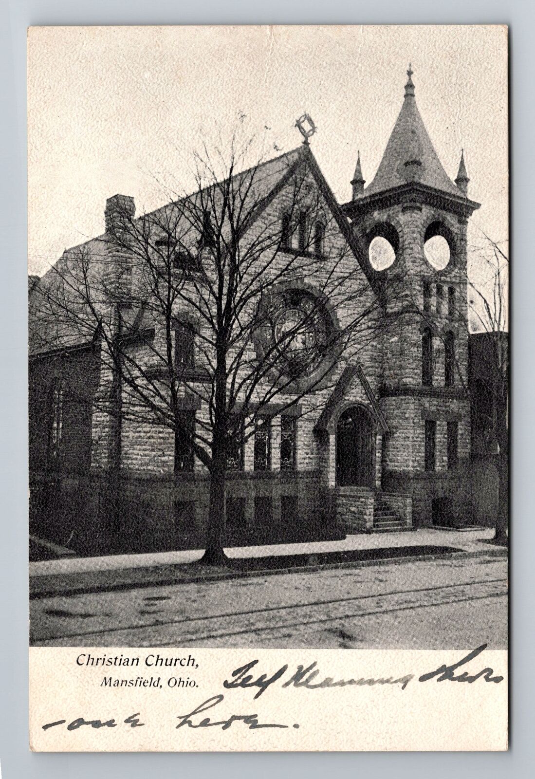 Mansfield OH-Ohio, Christian Church, c1908 Antique Vintage Souvenir Postcard