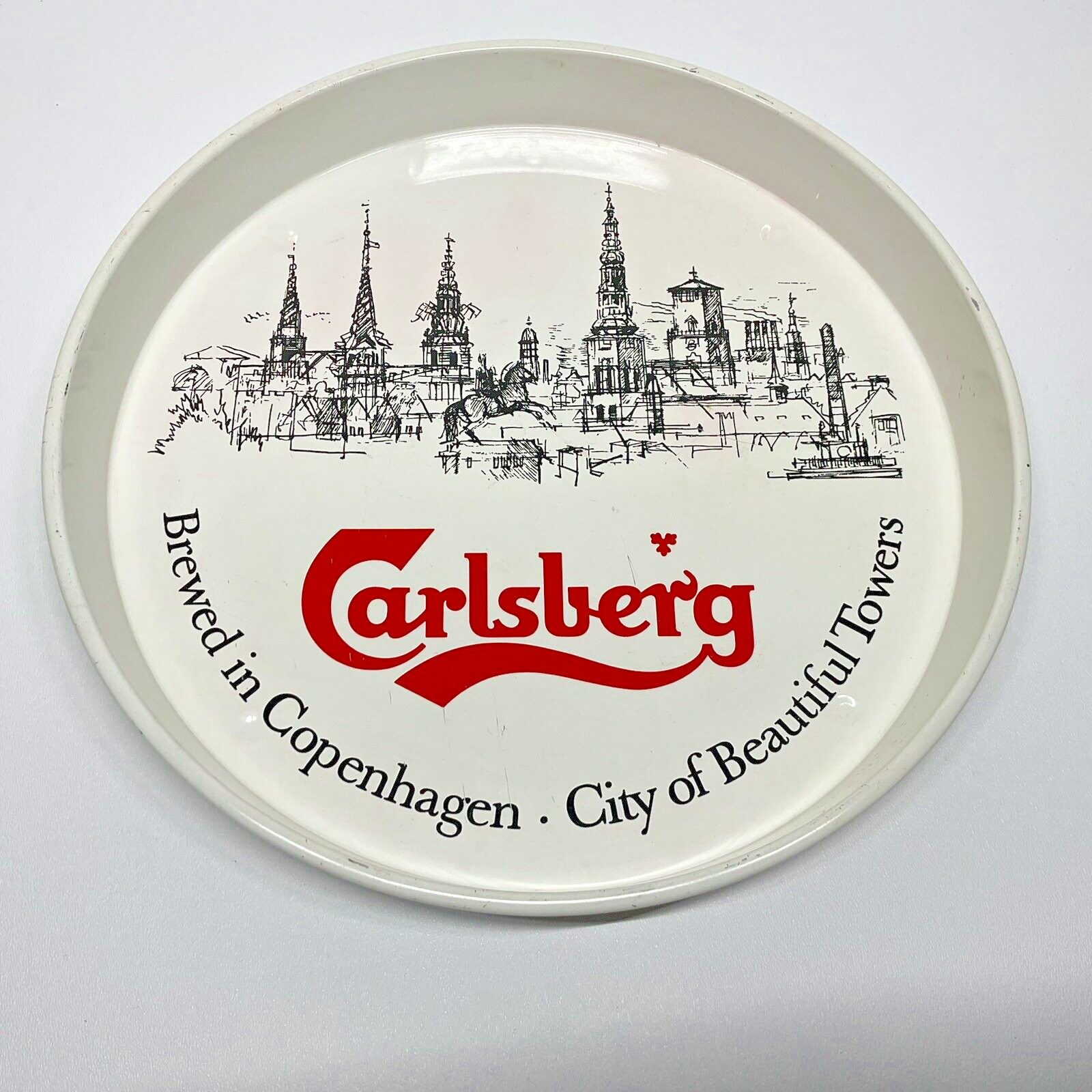 Carlsberg Beer Advertisement Tin Tray Vintage Serving Collectible Man Cave Bar