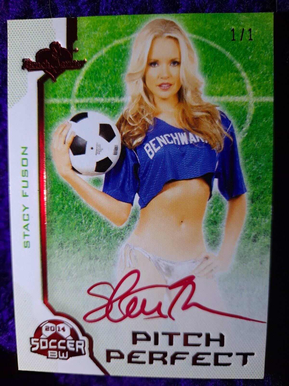 2014 Benchwarmer Pitch Perfect Soccer Authentic Autograph Stacy Fuson 1/1
