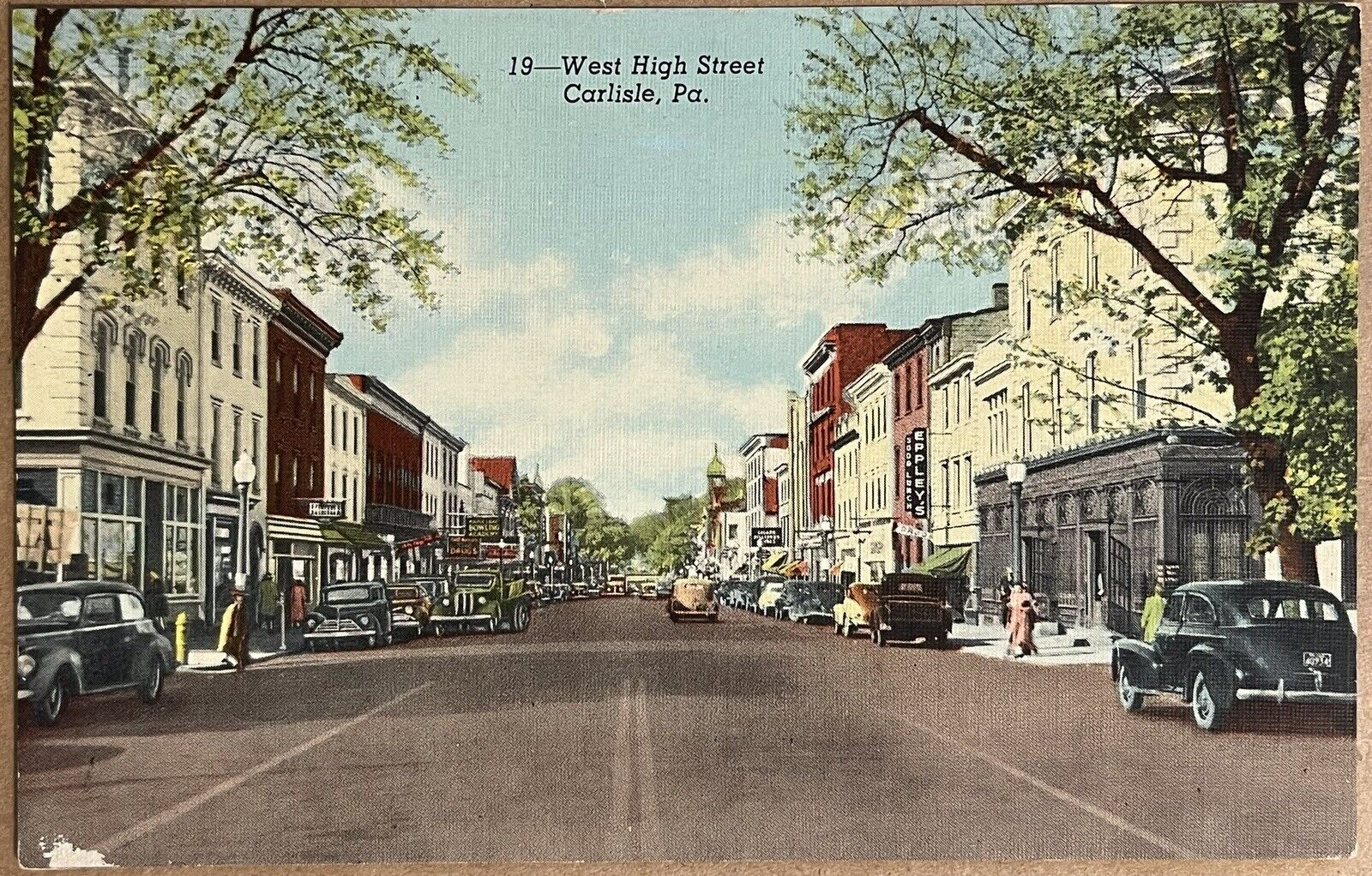 Carlisle Pennsylvania West High Street Postcard 1948