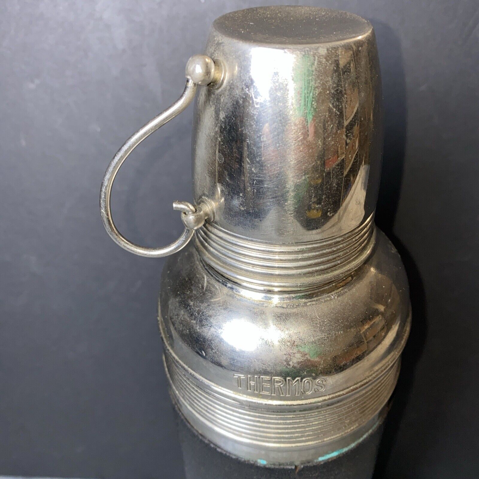 Antique Thermos Bottle  Rare Cup / Cork Stopper   Model # 6Q  Norwich Conn. USA