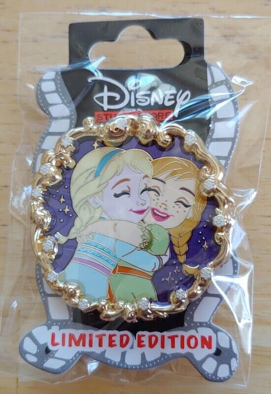 Disney Pin #160424 DSSH - Anna Elsa Frozen 10th Anniversary - Gold Frame LE 400
