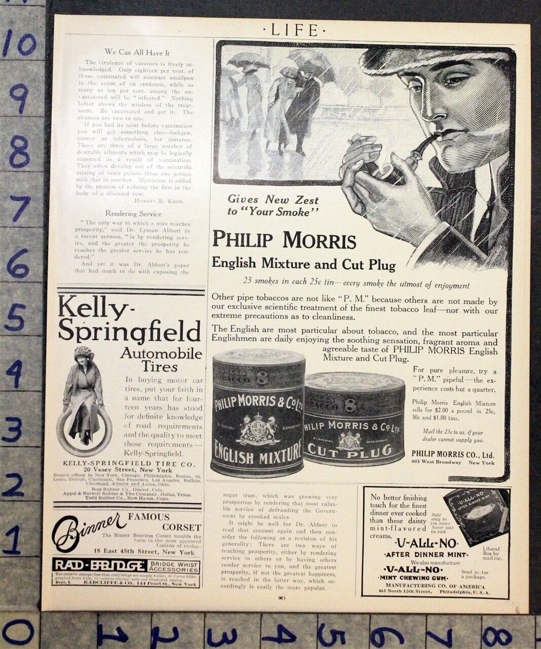 1912 PHILIP MORRIS ENGLISH TOBACCO SMOKE PIPE LEAF SMOKE PLUG CIGARETTE AD FDA72