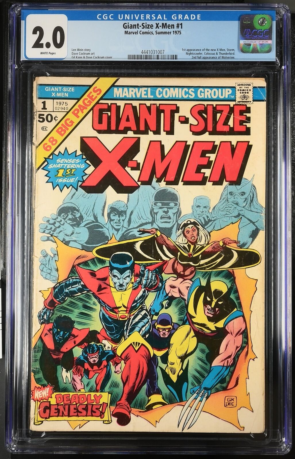 Giant-Size X-Men #1 CGC GD 2.0 White Pages 1st Appearance New Team Storm