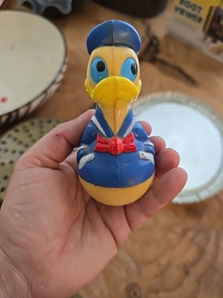 Vintage 1975 Disney Donald Duck Rocking Wobble Bell Toy  