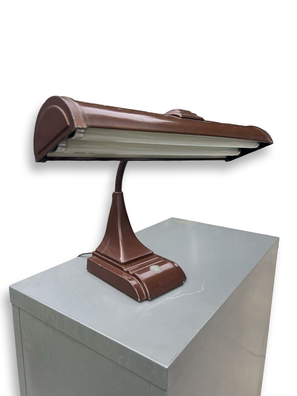 Vtg 1950s ART SPECIALTY Co. CHICAGO Goose Neck DESK LAMP Drafting DECO Brown USA