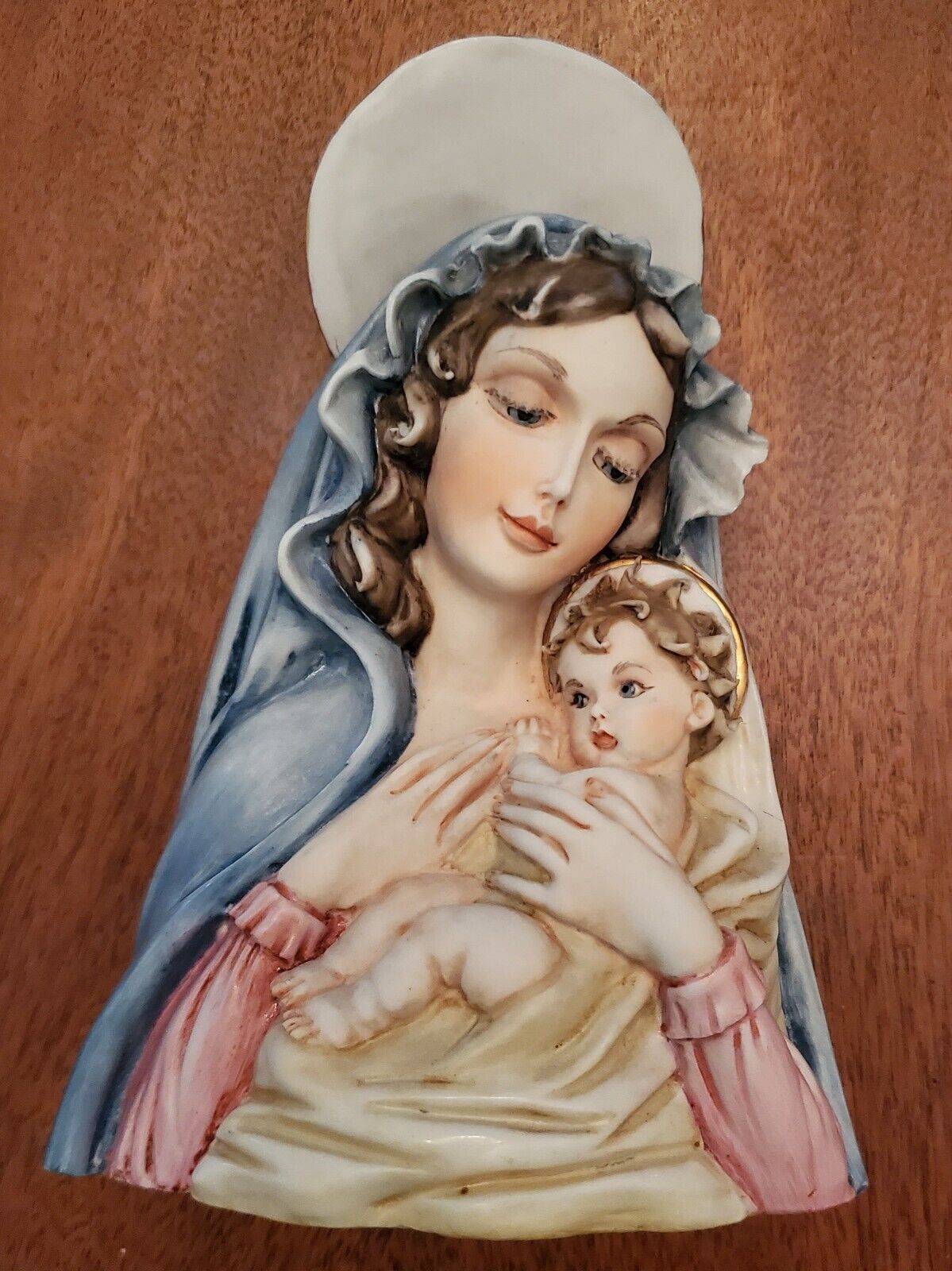 Vintage Virgin Mary and Child Madonna Jesus Porcelain Figurine Signed