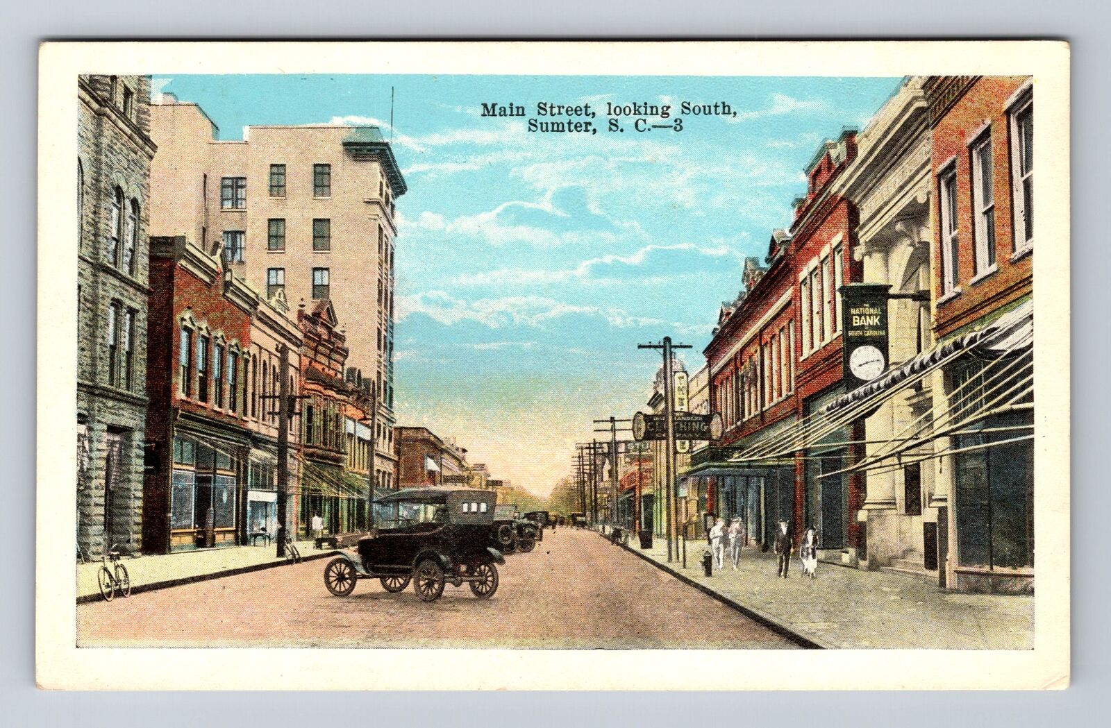 Sumter SC-South Carolina, Main Street, Antique, Vintage Postcard