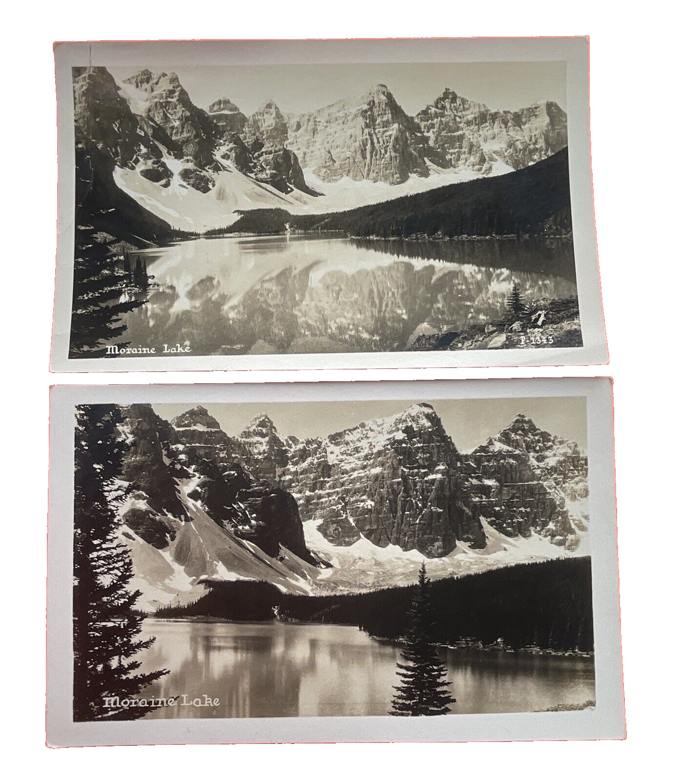RPPC Moraine Lake Banff National Park Alberta Canada Postcard Lot x 2 Cards