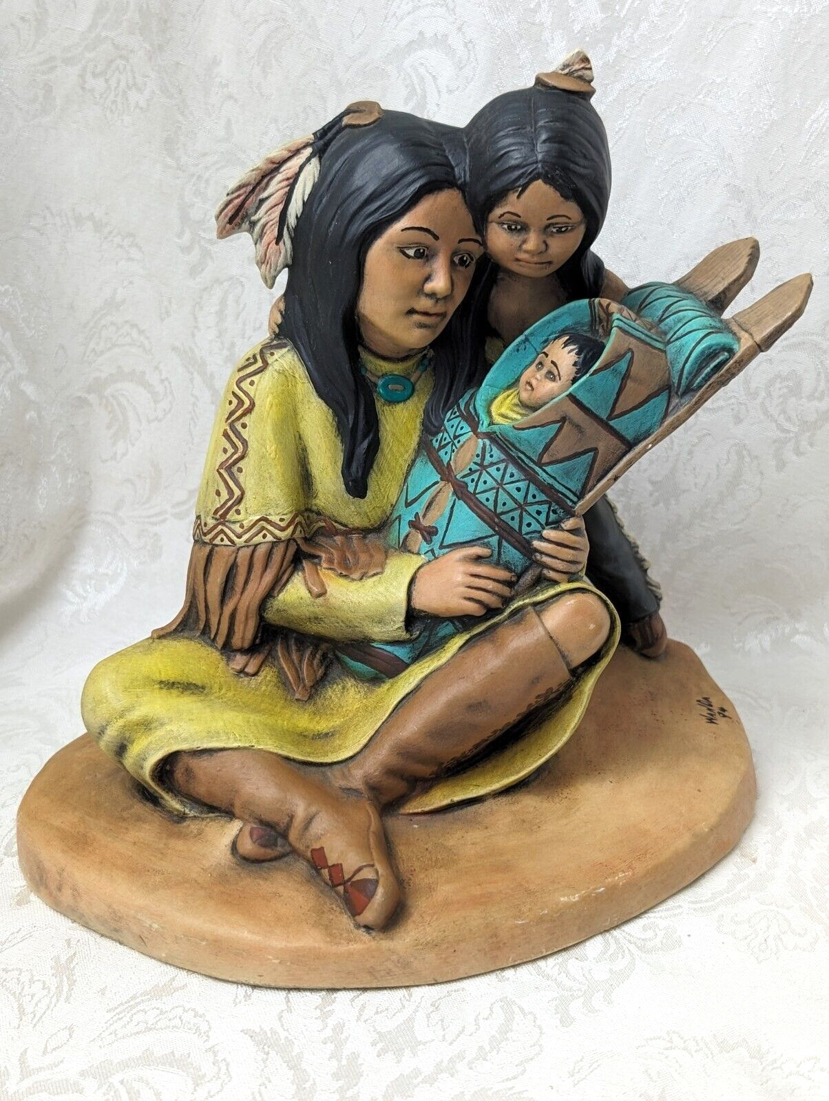 Ceramic Bisque Native American Indian Woman with Children U-Paint