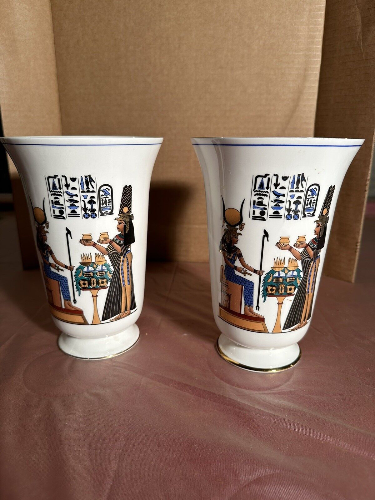 Egyptian Vase By Fine Porcelain sold at Harrods.  Royal Crown Ducey