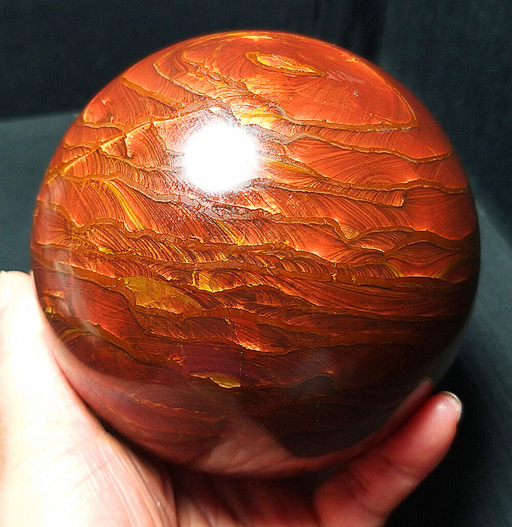 TOP 1660G Natural Polished Wood grain stone Crystal Sphere Ball Healing YWD257