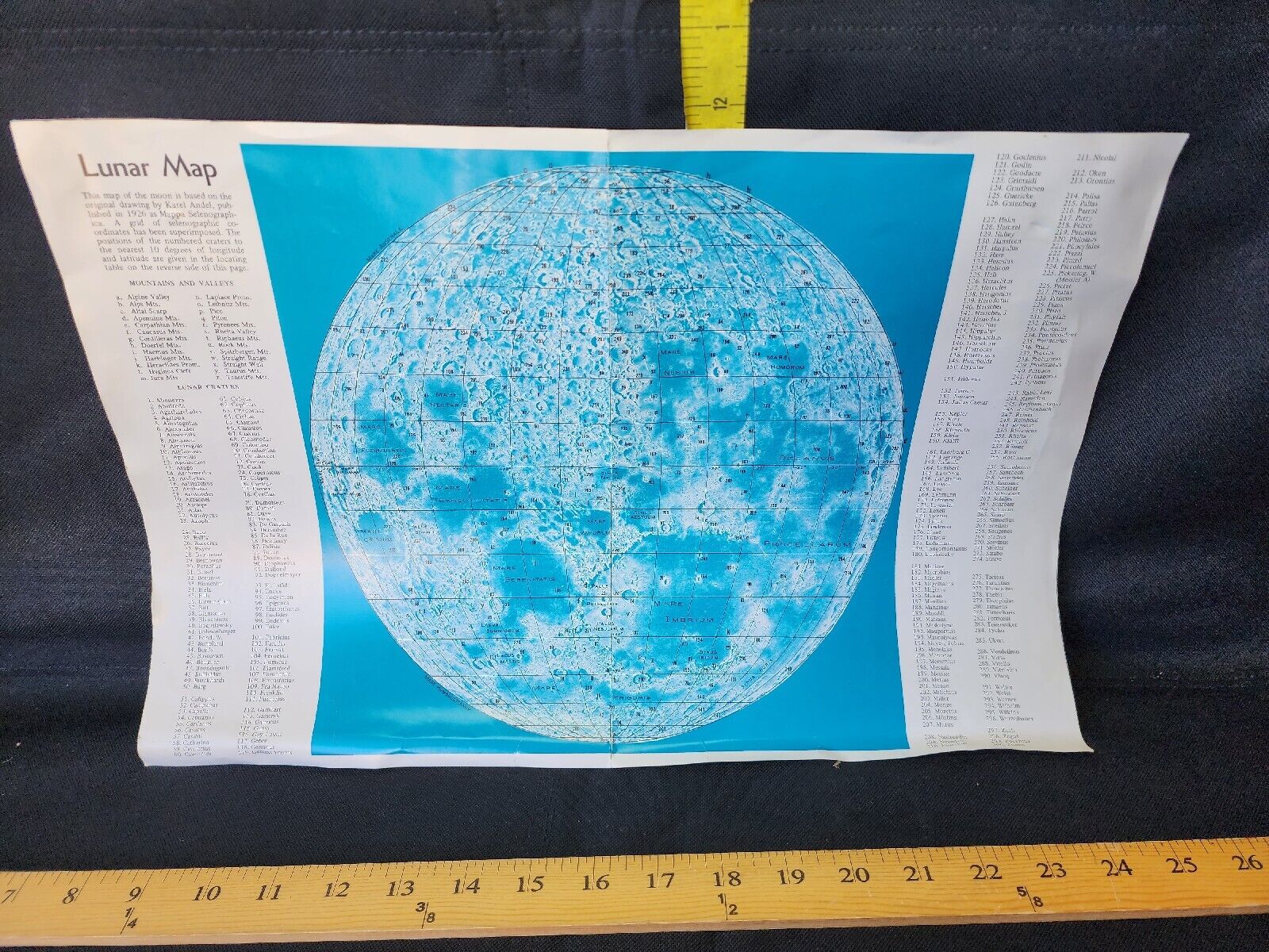Vintage Lunar Map Poster Sky And Telescope Teaching Aid