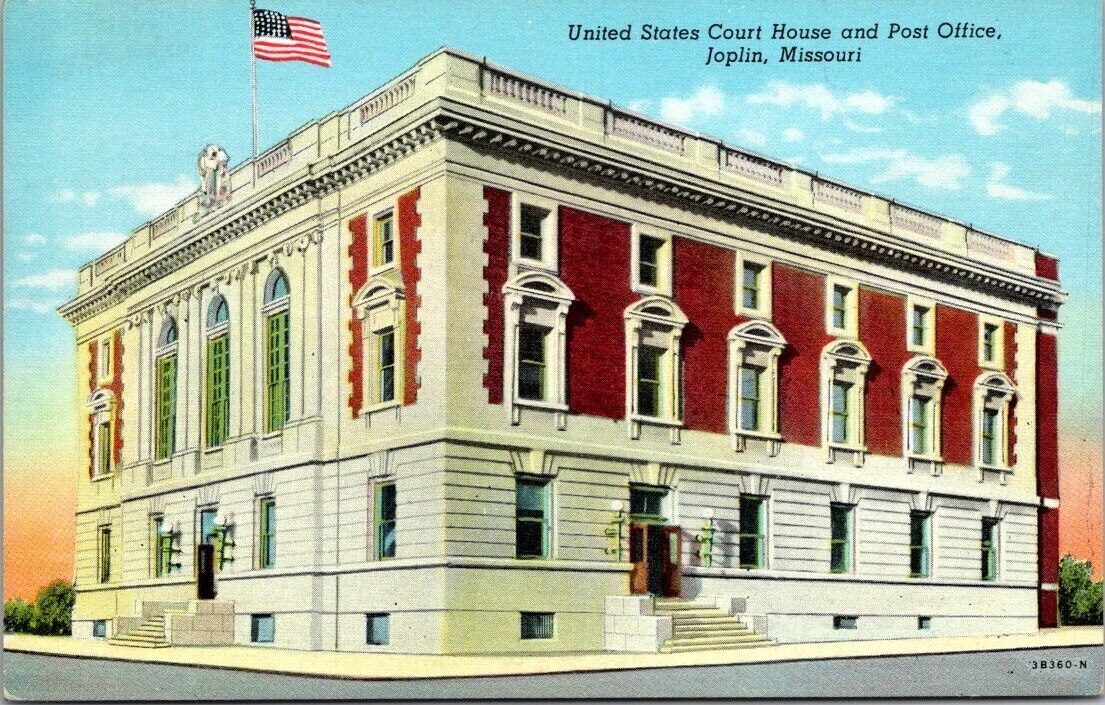 Joplin MO Missouri US Court House & Post Office Vintage Linen Postcard Unposted