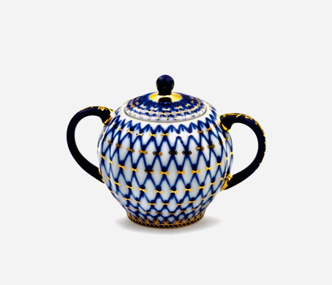 Lomonosov Porcelain Cobalt Sugar Bowl 22 K