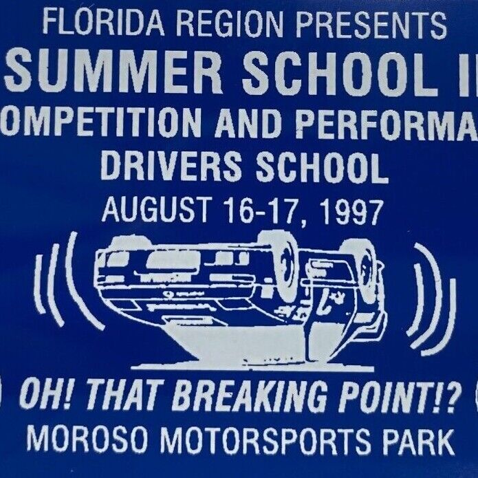 1999 Driver School SCCA Sports Car Race Moroso Palm Beach Raceway Plaque