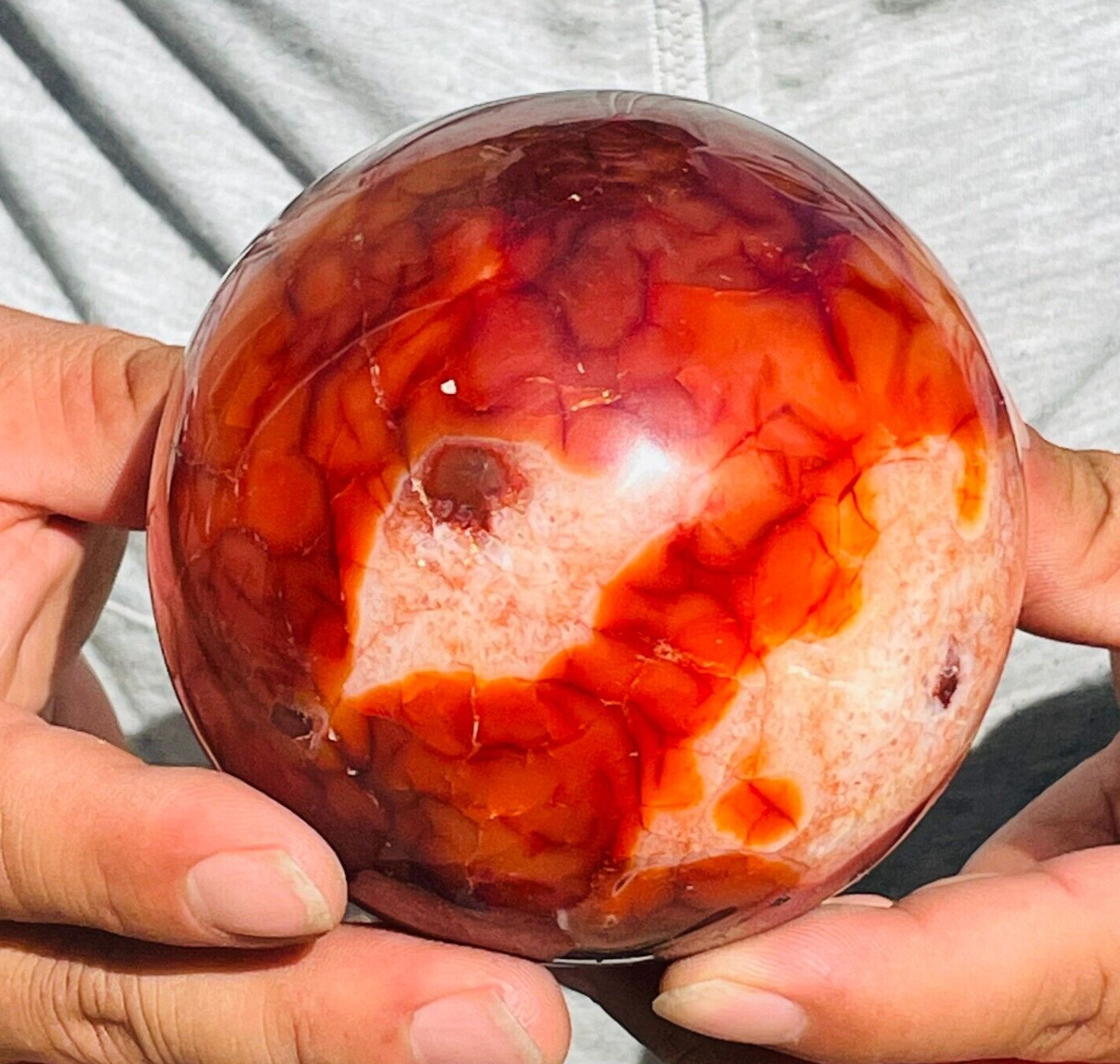 1145g Large Natural Carnelian Red Quartz Agate Crystal Sphere Specimen Healing