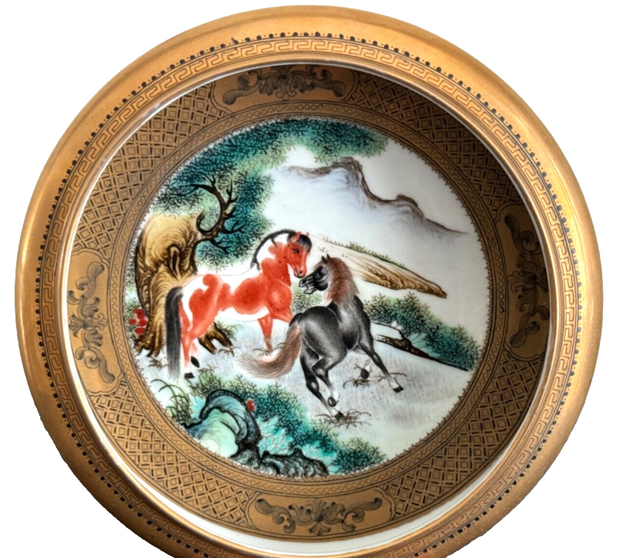 Chinese Qianlong Period Mark Decorative Hand Painted Landscape Porcelain Dish