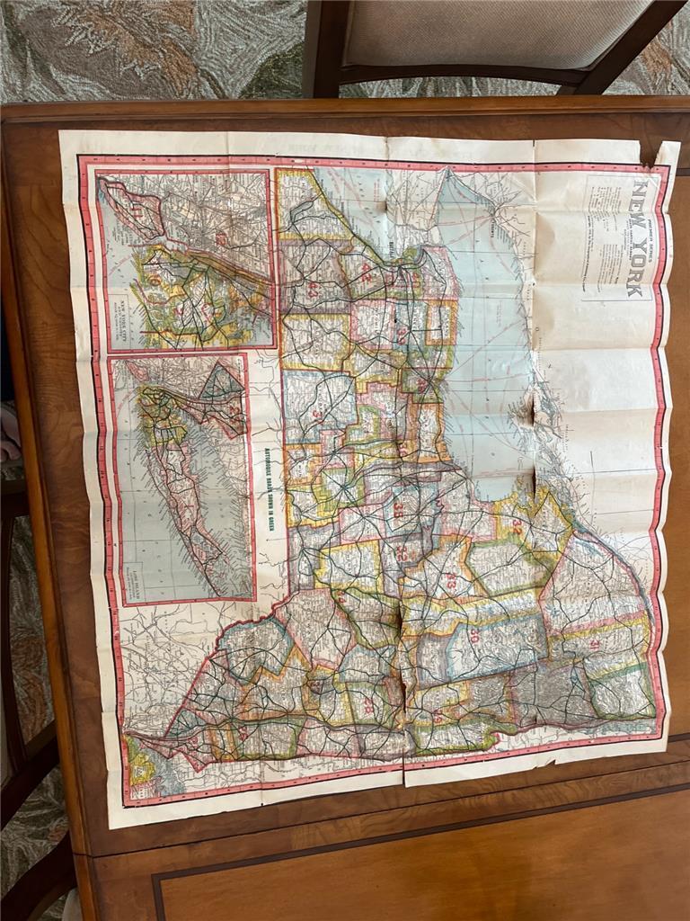 Census Map of New York State 1918. Much data. Scarce.
