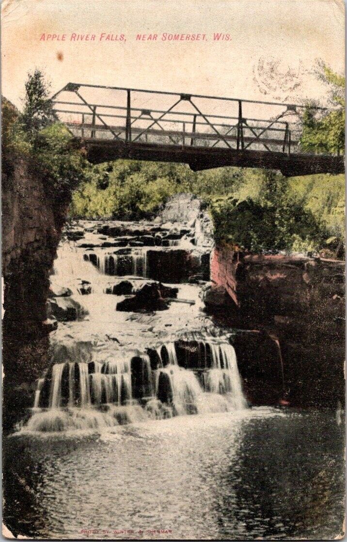 postcard Antique Posted 1907 Apple River Falls Somerset Wisconsin A16