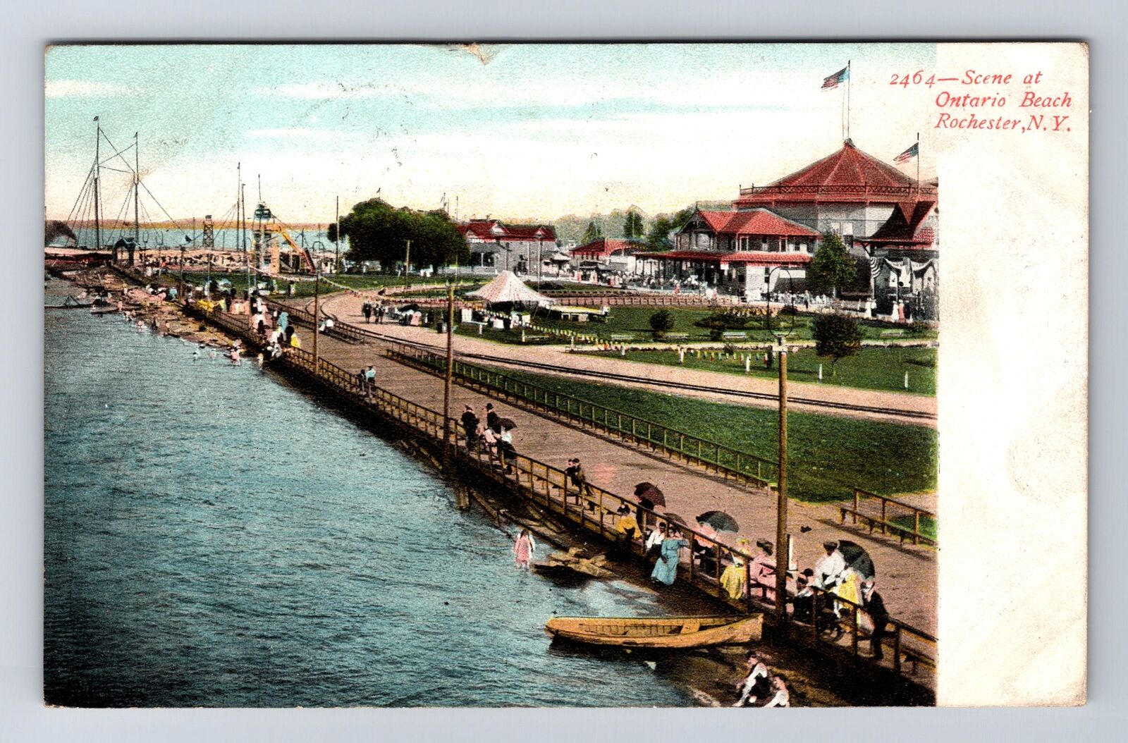 Rochester NY-New York, Scene At Ontario Beach, Antique, Vintage c1907 Postcard