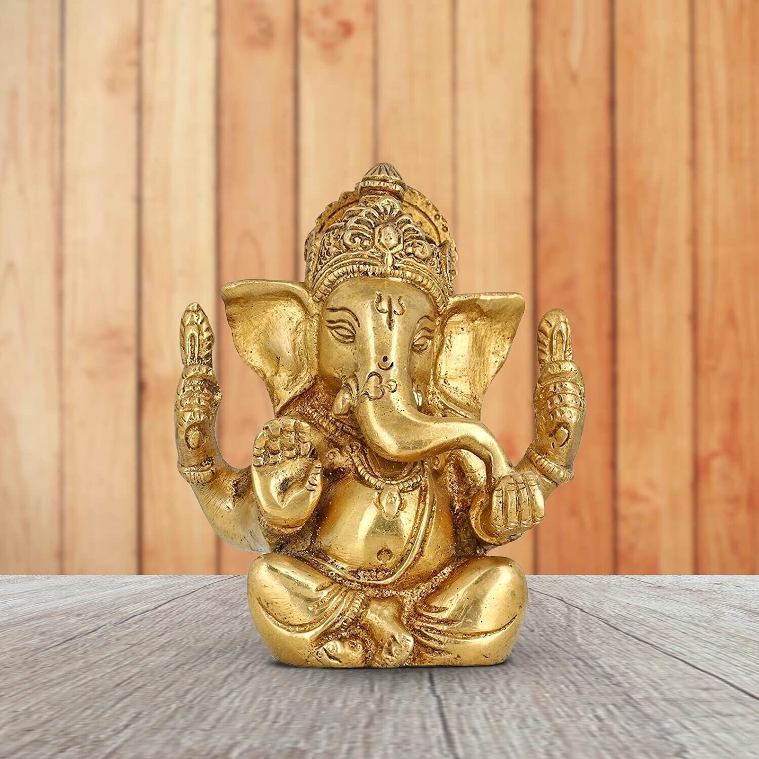 Original Brass Statue Ganpati Long Ear Ganesha Small Idol Murti For Pooja Mandir