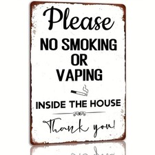 1pc Vintage Tin Metal Signs Wall Sign "Please No Smoking or Vaping Inside the Ho picture