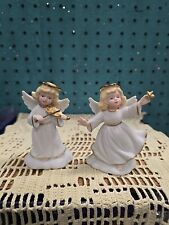 Two Vtg Bronson Golden Halos Angel Figurines, Celestial Celia, Magical Melody picture