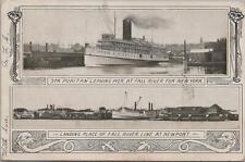 Postcard Ship Steamer Puritan Leaving Pier Fall River NY Arrive Newport picture