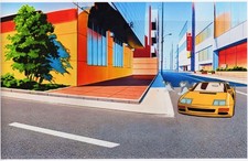 GOLDEN BOY CEL/DOUGA -Exotic Yellow Car - Ova1-304 w/ BG print +Extras picture