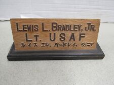USAF Officer Named Theater Desk Plaque Wood Japanese Writing WW2 Korea Vietn Vet picture