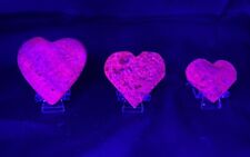 Set Of 3 Adorable Honeycomb Ruby Hearts With Stands 221 Grams UV Reactive picture